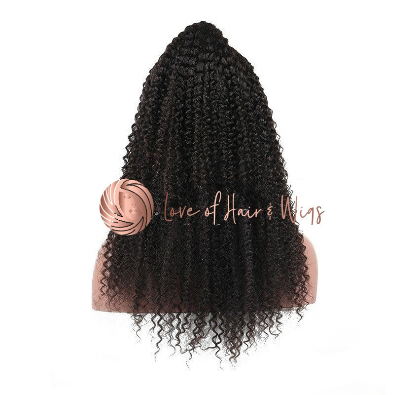 In-Stock Virgin Remy Hair Kinky Curl Full Lace Wig