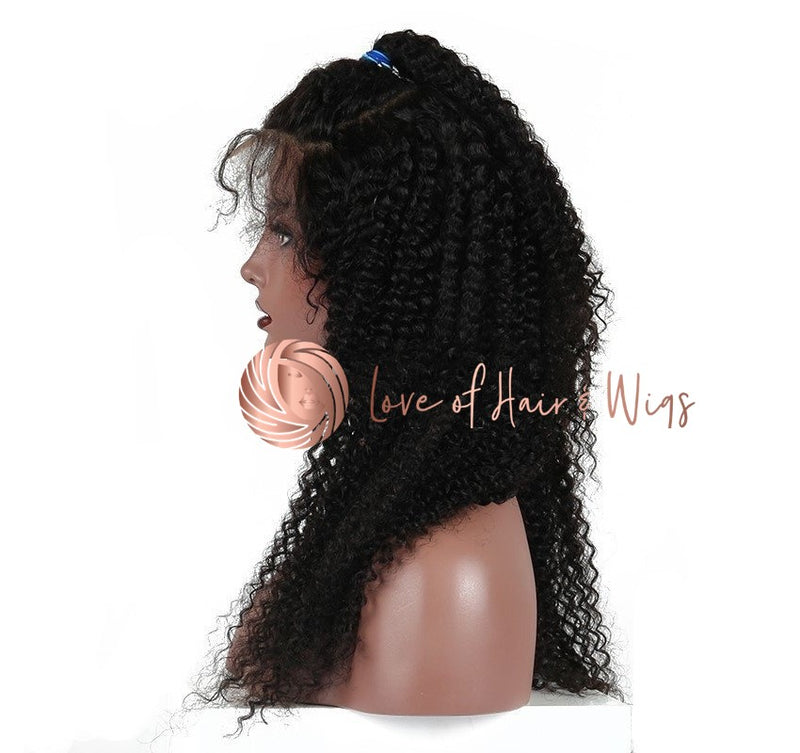 In-Stock Virgin Remy Hair Kinky Curl Full Lace Wig